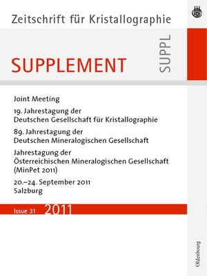 cover image of 19. Jahrestagung der Deutschen Gesellschaft für Kristallographie, September 2011, Salzburg, Austria